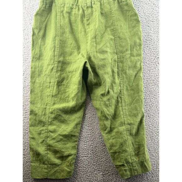 Ellen Tracy Cropped Linen Pants Green Size Large - Picture 2 of 7